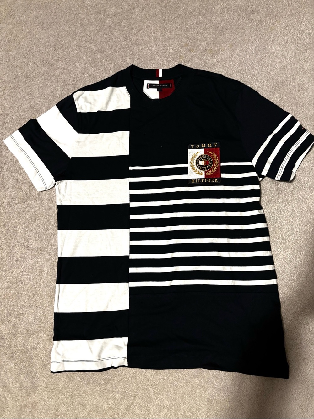 Tommy Hilfiger Mixed Striped Patch Crest Short Sleeve Tee